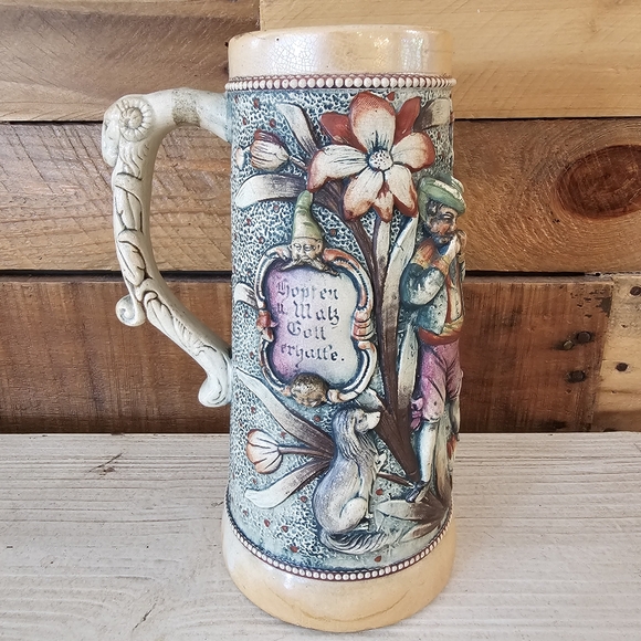 Antique 1901-1910 Adolf Diesinger ceramic beer stein #802 "Musicians" 1 L. - Picture 4 of 13